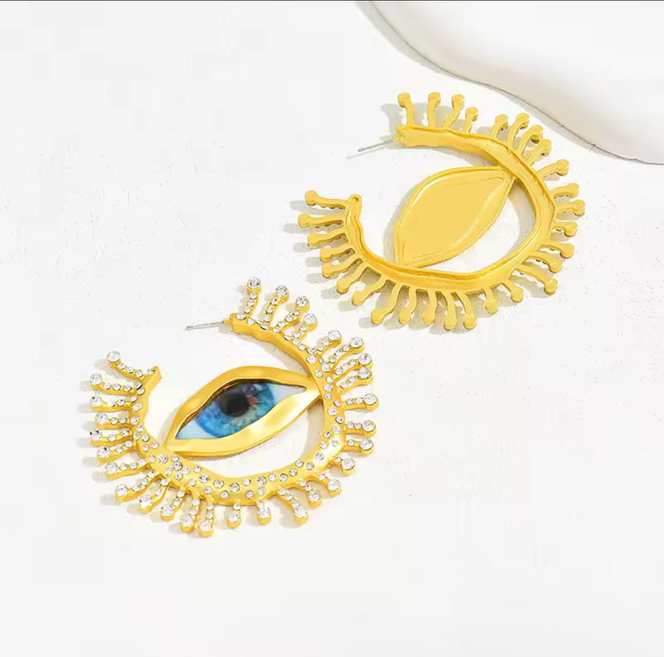Gold “EVIL EYE” hoop Earrings