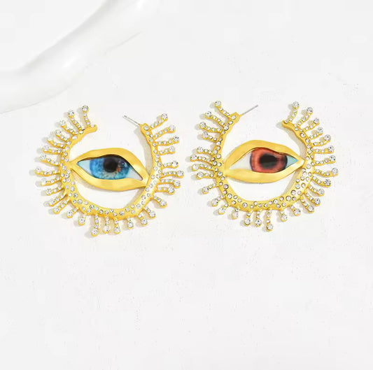Gold “EVIL EYE” hoop Earrings